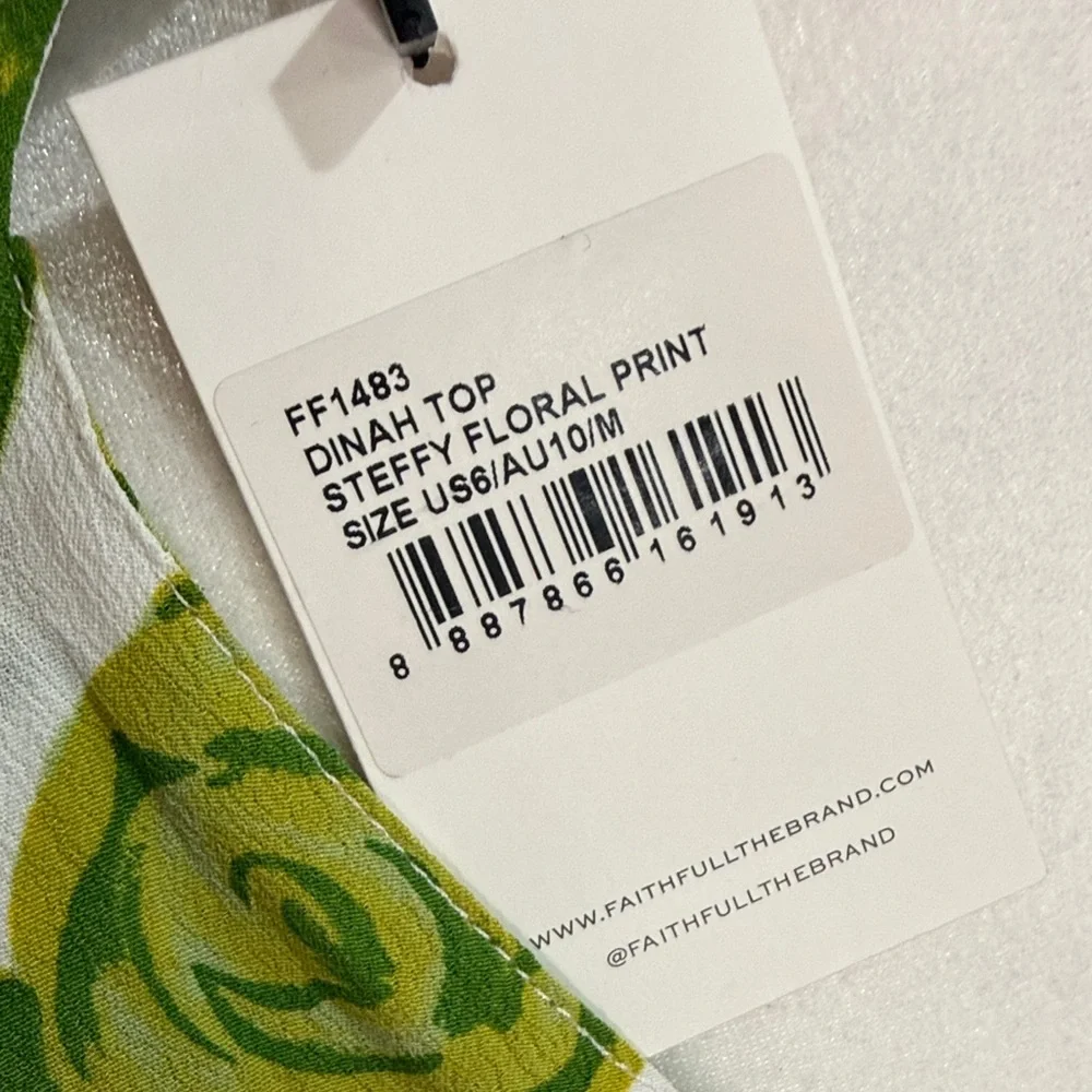 Faithfull the Brand Floral Tie-Front Crop Top in White, Green & Pink